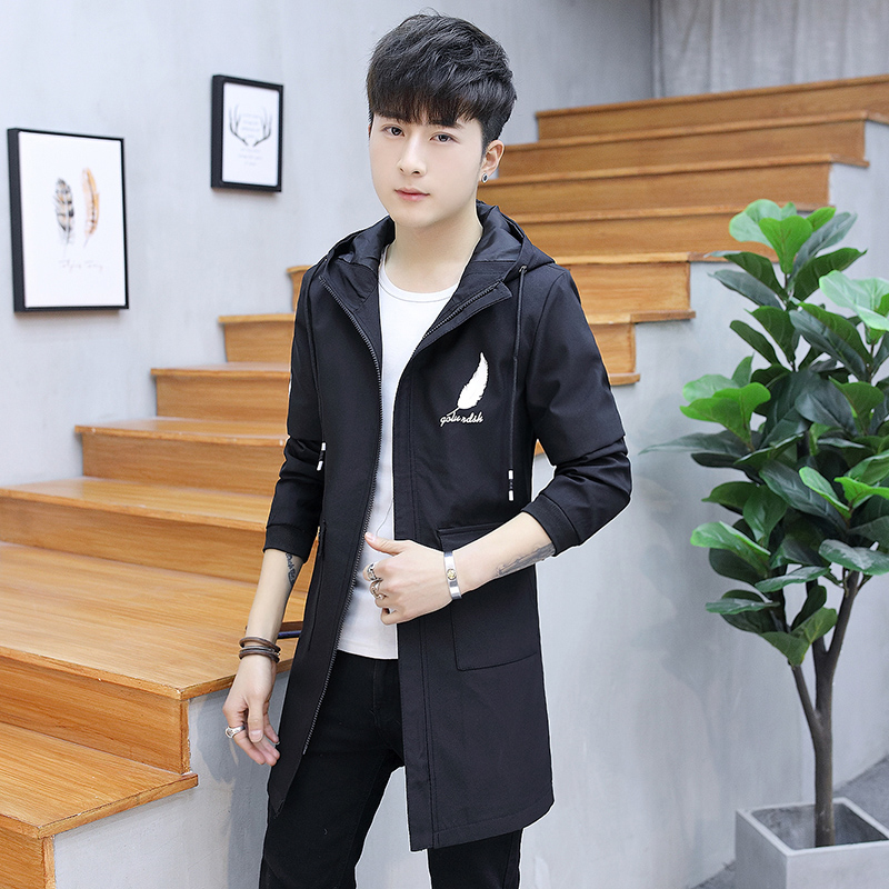 Fall mid-long windbreaker fashion men's casual jacket men's jacket