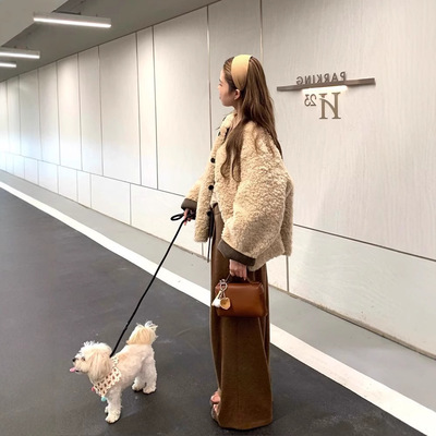 小个子小香风羊羔毛绒外套女春秋季2026新款短款加厚韩系宽松上衣