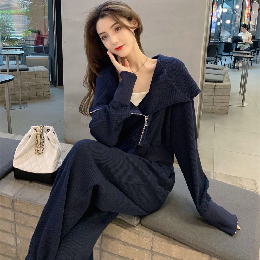 休闲运动服套装女春秋季新款学生韩版宽松洋气时尚网红卫衣长裤