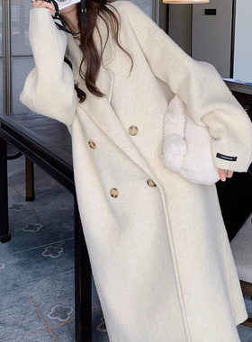 高级感毛呢大衣女秋冬2026年新款韩系赫本风中长款过膝毛呢外套