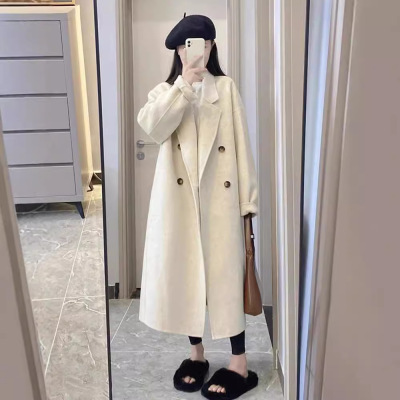 赫本风毛呢大衣女2025秋冬季新款中长款韩版宽松休闲高级毛呢外套