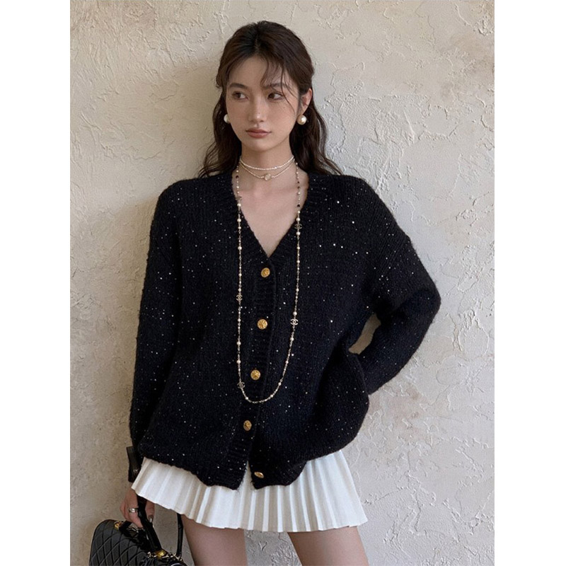 针织外套亮片毛针织衫