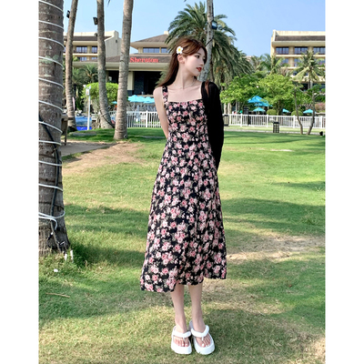 甜美A字裙碎花显瘦气质
