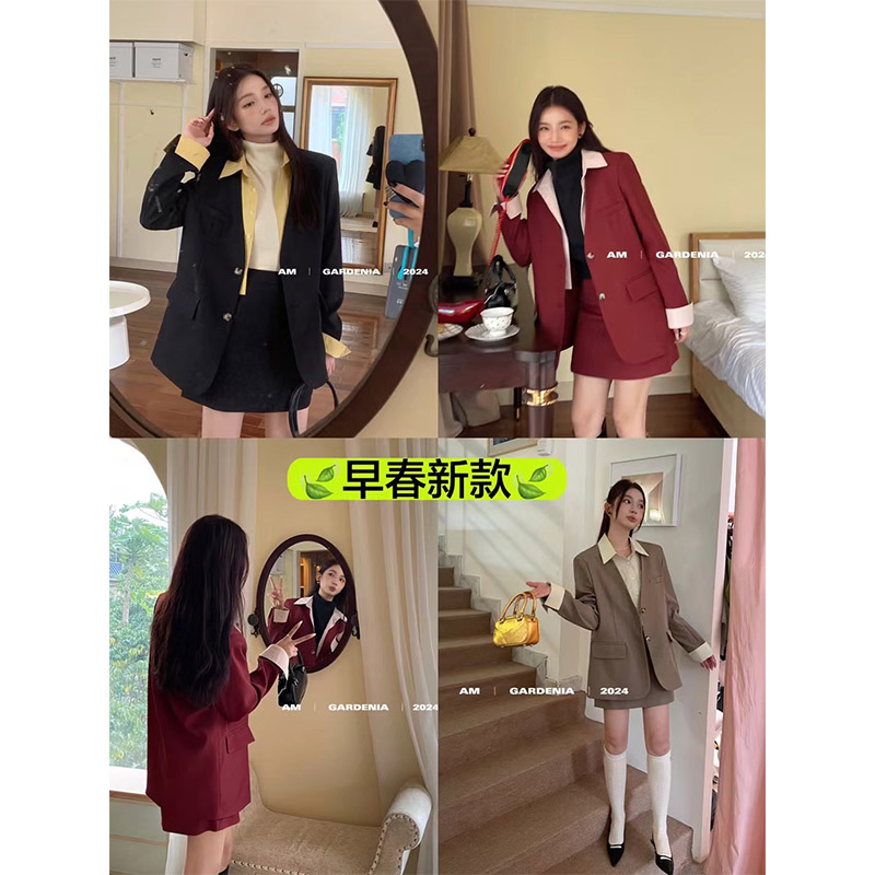 宽松假两件高级感新款上衣复古