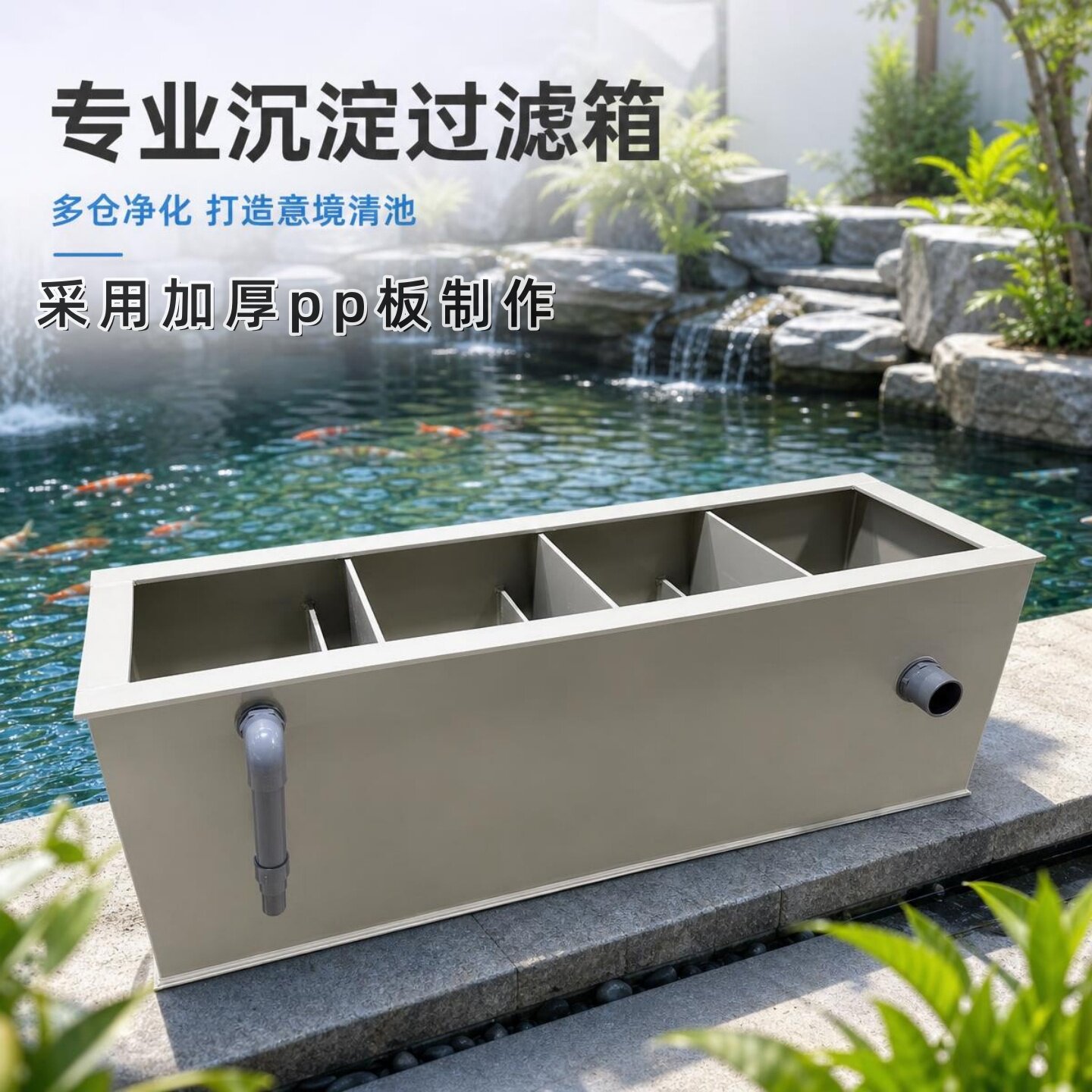 鱼池PP材质沉淀过滤箱净水设备图片