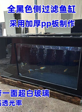 黑色款侧过滤鱼缸超白鱼缸锦鲤缸观赏鱼缸地缸轻体鱼缸水循环系统
