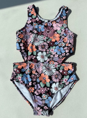 外贸出口单儿童连体泳衣25新款女童碎花吊带背心女宝宝度假游泳装