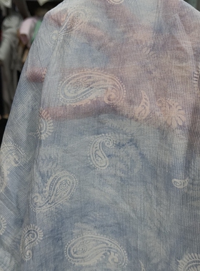 1.5m蓝色腰果花天丝麻微透1.5m宽3108号。