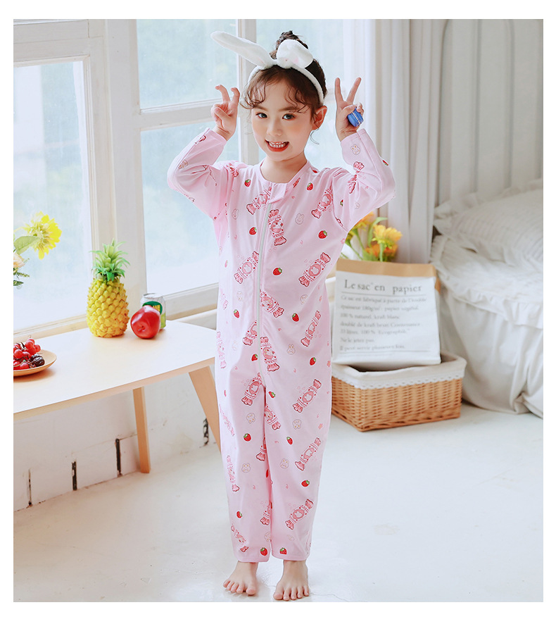 中大童秋冬纯棉如厕连体睡衣