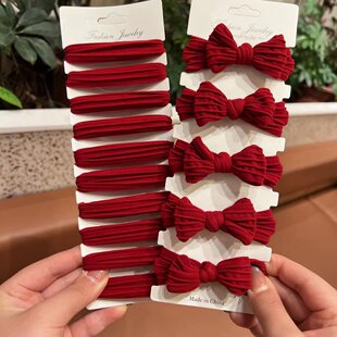 红色发绳蝴蝶结扎高马尾秋冬加宽高弹力发圈扎头发新年头绳儿童