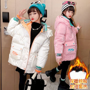 女童免洗羽绒棉服冬装2024新款大童短款女孩面包服儿童冬加厚外套
