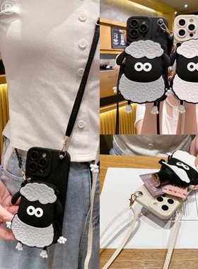 零钱包卡通适用苹果15/iphone16promax/华为荣耀/OPPO/VIVO小米手机壳可爱保护套斜挎挂绳防摔拉链书包