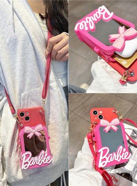 化妆镜零钱包卡通适用苹果16/iphone15/14/13/12/11/华为荣耀/OPPO/VIVO小米红米手机壳可爱保护套斜挎