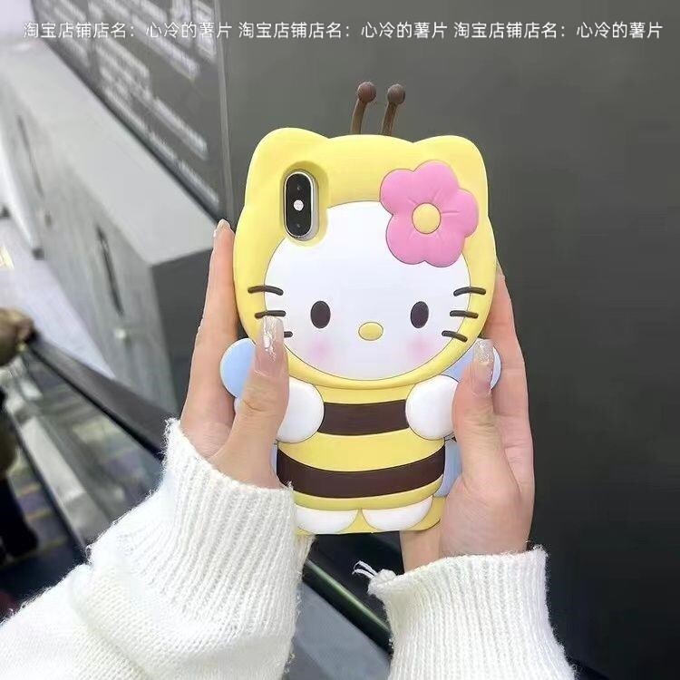 蜜蜂KT猫iphone xsmax手机壳苹果13mini/15/14/12卡通6s/7代11pro