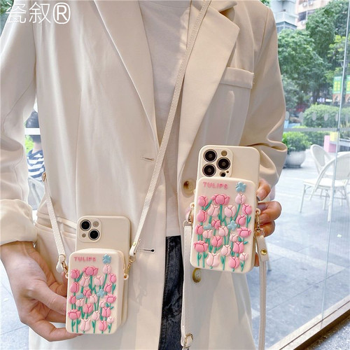 零钱包卡通适用苹果15/iphone16promax/华为荣耀/OPPO/VIVO小米手机壳可爱保护套斜挎挂绳防摔拉链书包