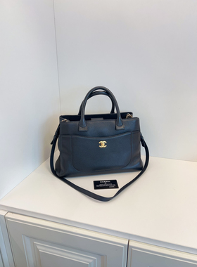 【新款现货】99新Chanel 香奈儿cerf tote 荔枝纹托特 黑金款双C