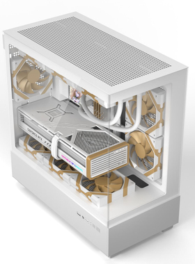 金河田长安海景房机箱无立柱360水冷全景白色静音机箱M-ATX主板