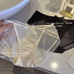 女蝴蝶结透明网纱夏季 Gooogood Underwear日系纯欲风性感蕾丝内裤