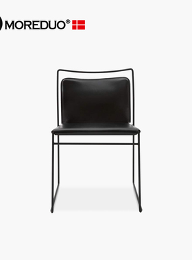 MOREDUO/意式极简餐椅 Tulu Chair 不锈钢单椅 书桌椅 真皮休闲椅