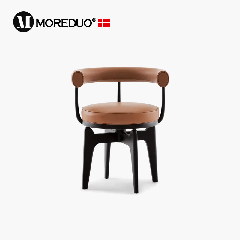 MOREDUO/ 意式单人椅Indochine Chair真皮靠背单椅实木书桌椅餐椅