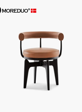 MOREDUO/ 意式单人椅Indochine Chair真皮靠背单椅实木书桌椅餐椅