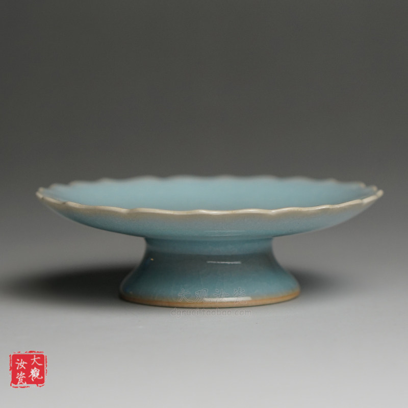 汝州原产地大观汝瓷茶具 海棠盏托 一级品朱家汝窑朱法喜玛瑙入釉