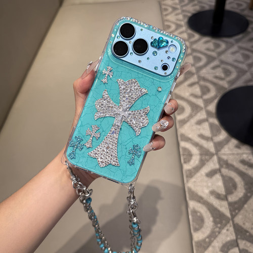 适用于iPhone18ProMax十字架手机壳潮牌女款苹果17奢华水钻16链15