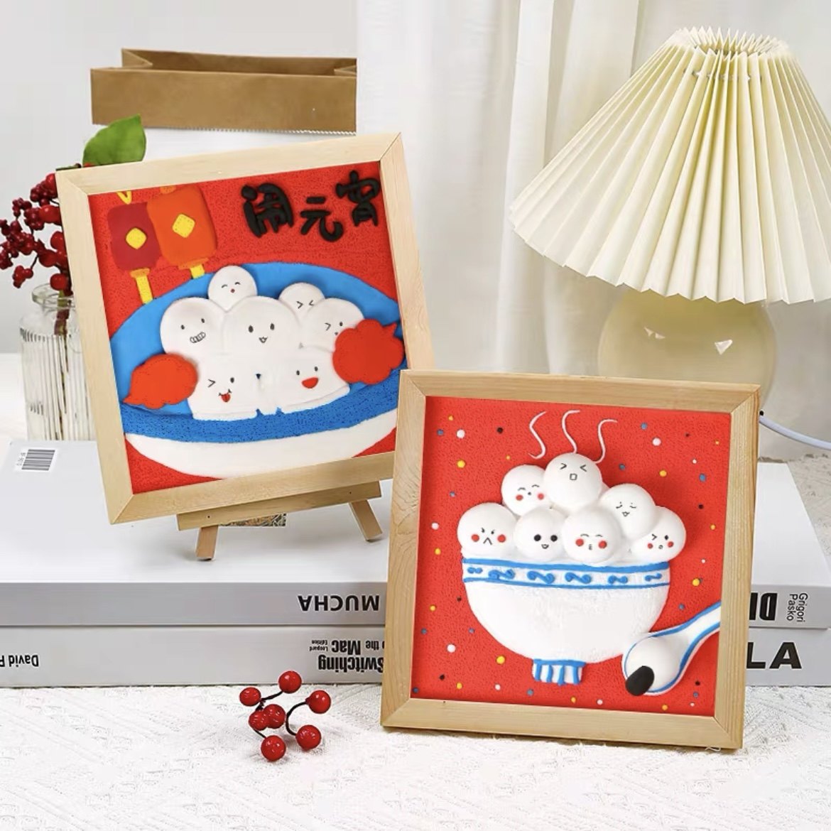 元宵节手工diy材料包幼儿园儿童创意粘土戳戳画正月十五汤圆龙年