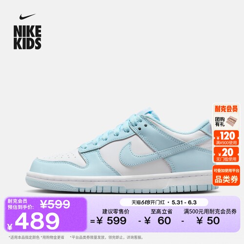 Nike耐克DUNK平底大童运动鞋板鞋
