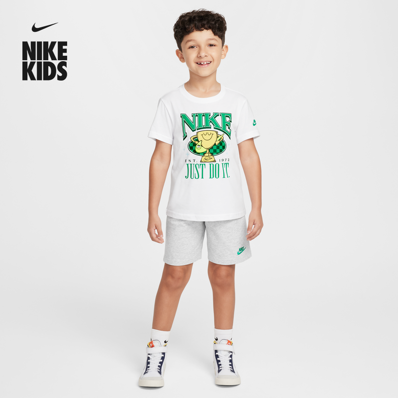 Nike耐克官方男童幼童印花T恤和针织短裤套装夏季运动轻便II2559