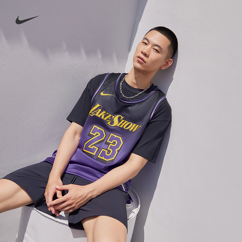 Nike耐克官方洛杉矶湖人队 NBA勒布朗·詹姆斯男子速干球衣F