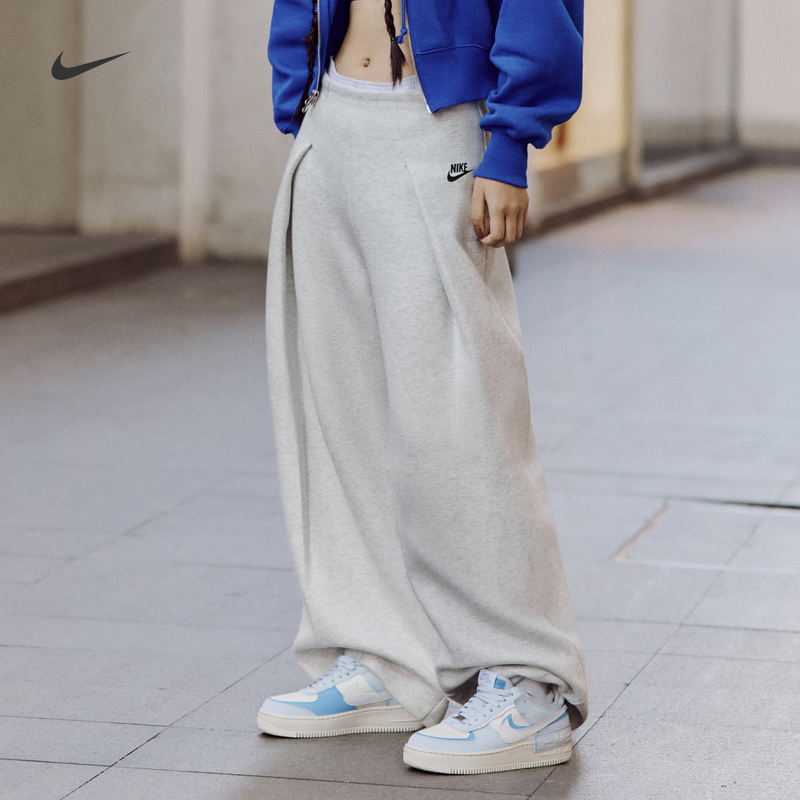 Nike耐克高腰褶裥针织女长裤卫裤