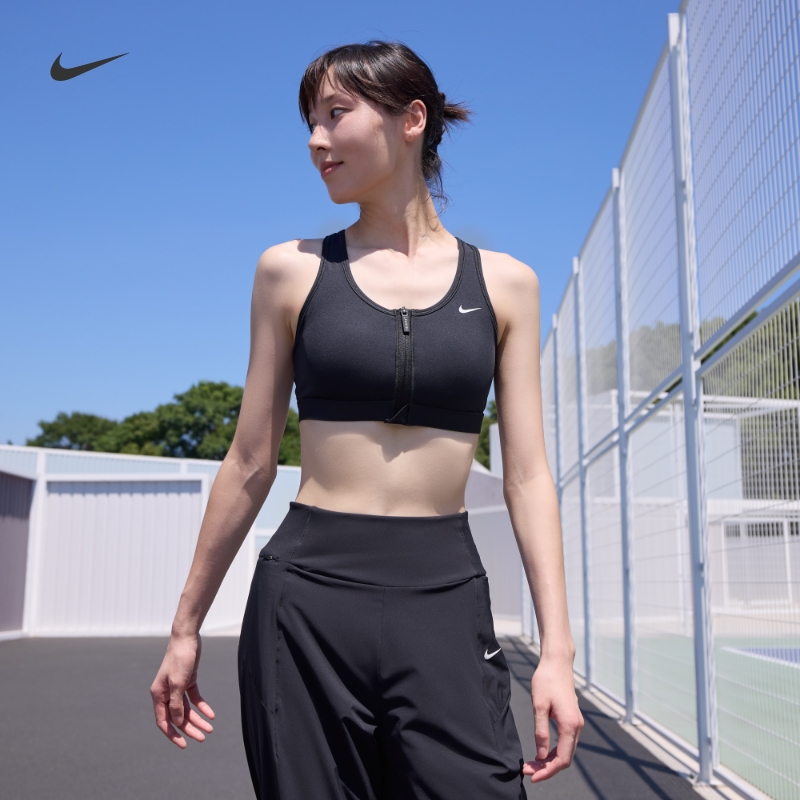 Nike耐克SWOOSH女子速干前拉链运动内衣秋季中强度支撑衬垫