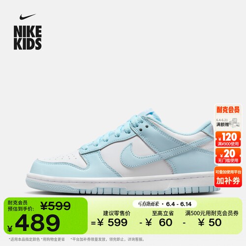Nike耐克DUNK平底大童运动鞋板鞋