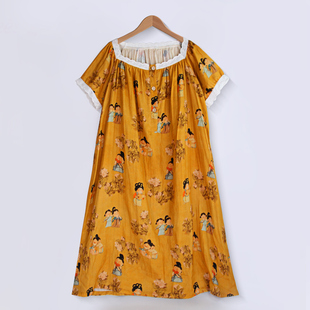 【Q版仕女图】睡衣女纯棉裙子宽松甜美大码时尚休闲春夏季家居服