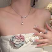 嘟嘟夫妇珍珠项链高级感轻奢小众抽拉设计吊坠脖颈链精致锁骨链女