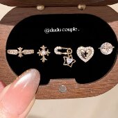 嘟嘟夫妇独特漂亮咖啡金耳钉高级感耳扣医用钛钢免摘耳蜗耳骨钉女