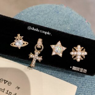 嘟嘟夫妇独特漂亮咖啡金耳钉医用钛钢养耳洞睡觉免摘耳蜗耳骨钉女