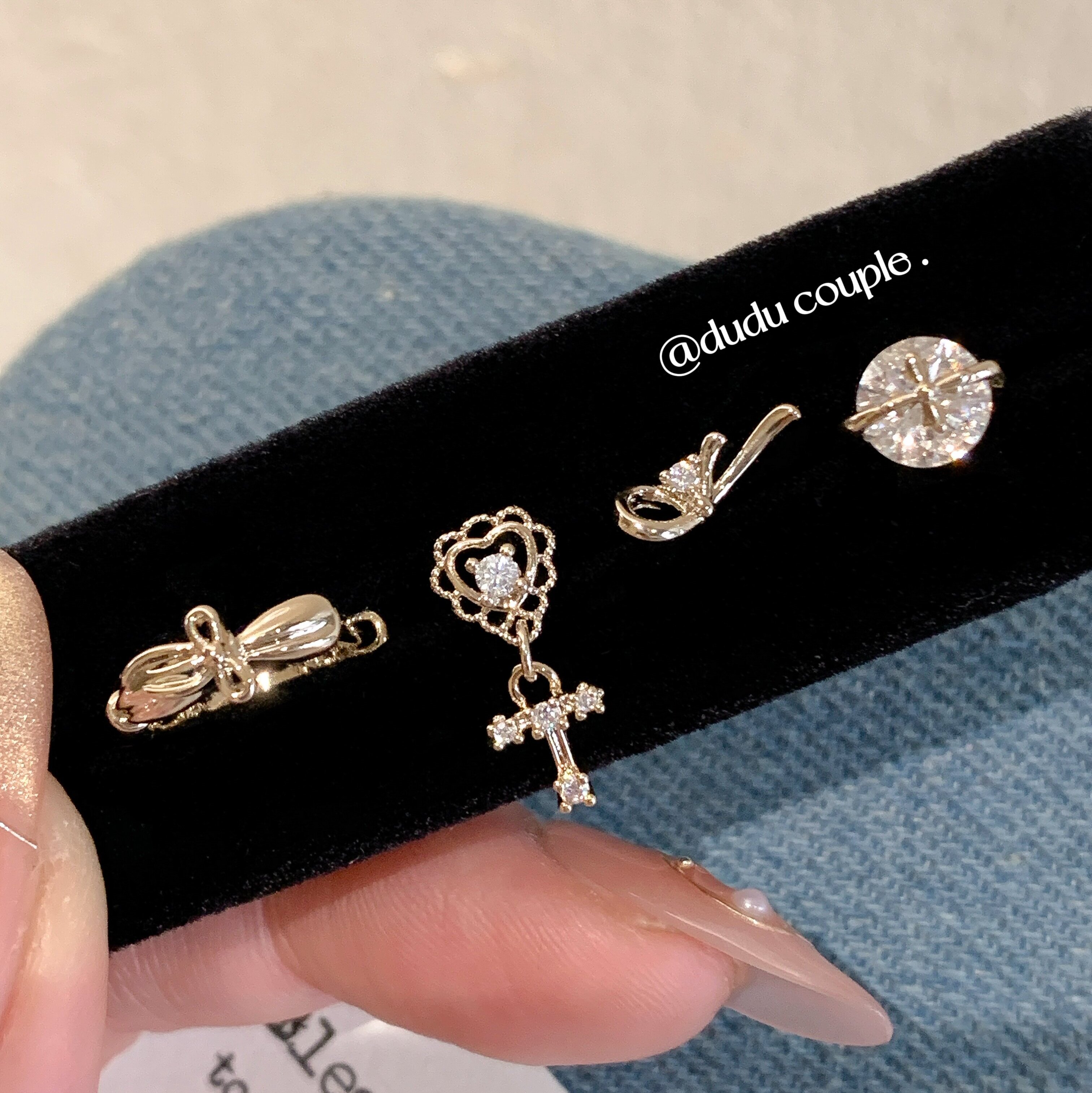 咖啡金耳钉医用钛钢养耳洞耳骨钉