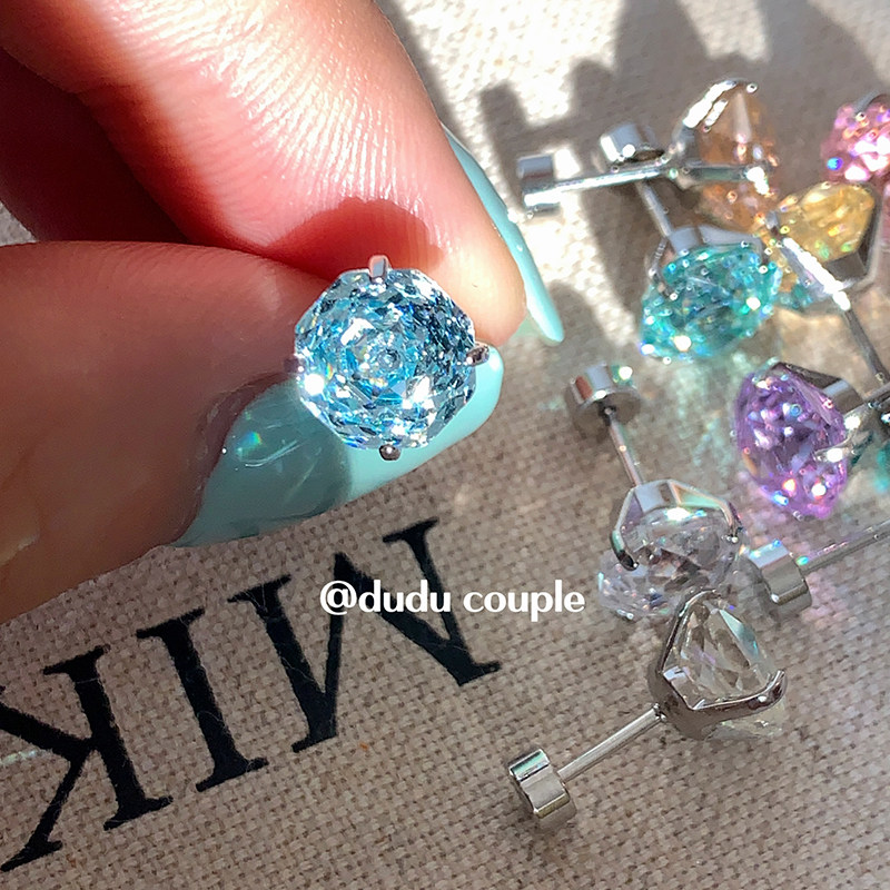 嘟嘟夫妇施华洛玫瑰切爆闪耳钉养耳免摘平底医用钛钢耳蜗耳骨钉女,饰品/流行首饰/时尚饰品新,耳钉,淘宝优惠券,粉丝福利购,淘宝优惠卷