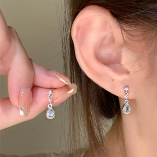嘟嘟夫妇s925银针水滴吊坠耳钉养耳洞高级感独特耳环无耳洞耳夹女