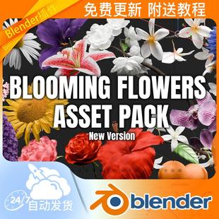 Blender资产 植物樱花雏菊鲜花生长开花朵动画Blooming Flowers 2