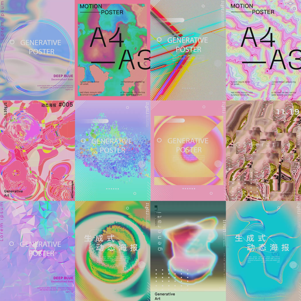 Touchdesigner 12组动态海报生成艺术数据可视化项目工程文件合集