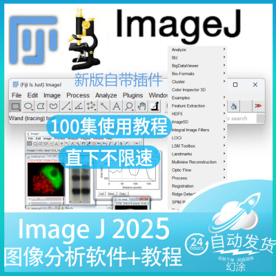 新版image j FIJI图像处理软件win mac灰度分析荧光计数ImageJ