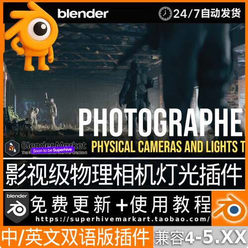 Blender插件 Photographer 5.8.2摄影大师物理高级灯光摄像机变焦