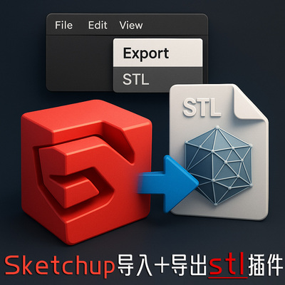 Sketchup 导入导出stl格式插件 SU导STL 带材质便捷快速导入工具