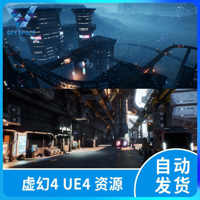 ue5虚幻4 赛博朋克黑夜科幻城市破败场景 Cyberpunk City Pack