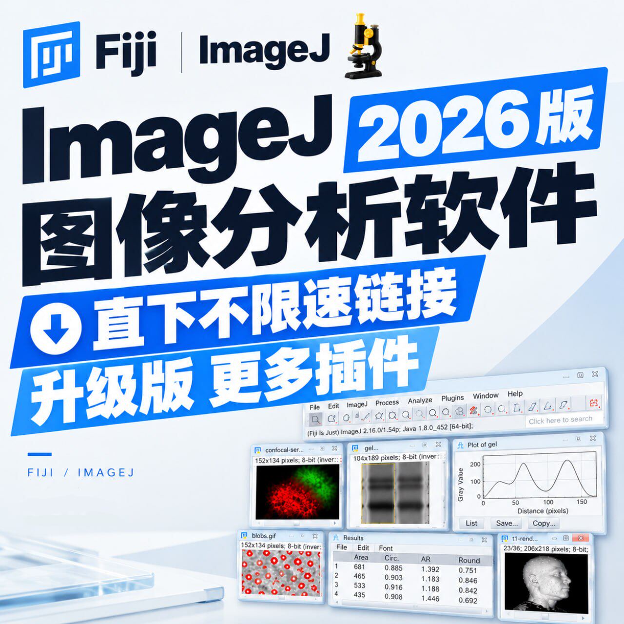 2026新版imagej Fiji全能科研图像处理分析软件+教程Win Mac苹果