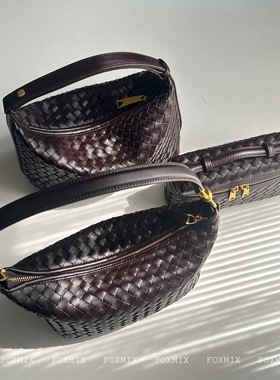 小众文艺复兴轻奢葡萄紫编织包高级感纯手工便当包女单肩中古包