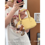 2024年夏韩女波士顿手拎小包包斜挎保龄球小包质感多巴胺小方包